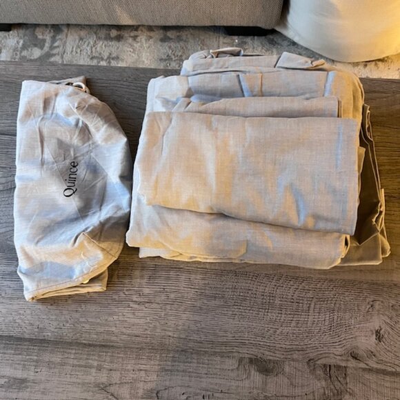 Quince King Cal King European Linen Duvet Cover Set Natural Chambray NWOT - Picture 4 of 4